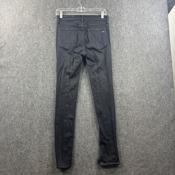 Rag & Bone Yuki Jeans Women's 26 Black Navy Coal Bar Skinny Stretch Slit - Picture 9 of 13